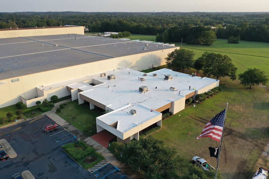 commercial roof with new coating