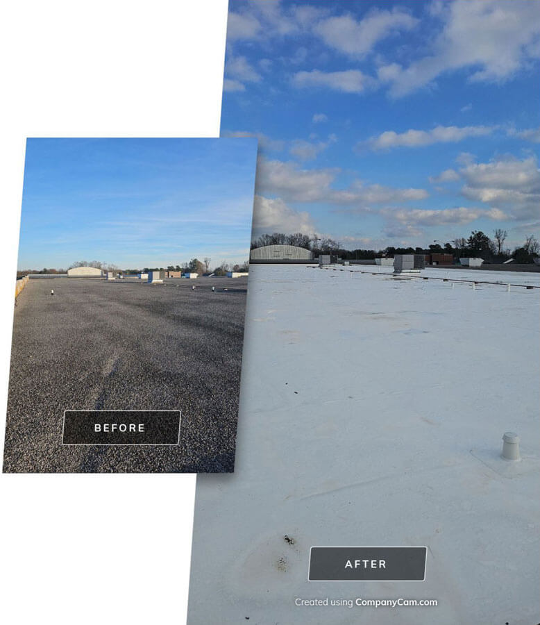 before and after commercial coating installation