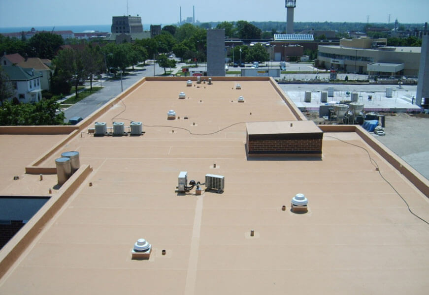 new roof coating on commercial building