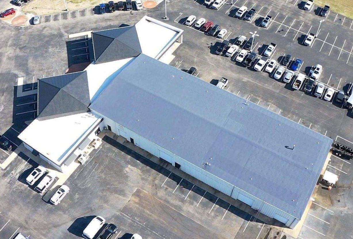 Commercial roofing project at Taylor Automotive dealership in Martin, Tennessee